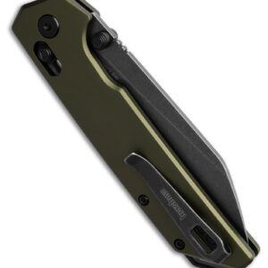 Kershaw Iridium Reverse Tanto Folding Pocket Knife, Sleek 3.4 inch D2 Steel Blade, DuraLock Locking Mechanism, Aluminum Handle, Designed in the USA (Green Aluminum/Black Stonewash)