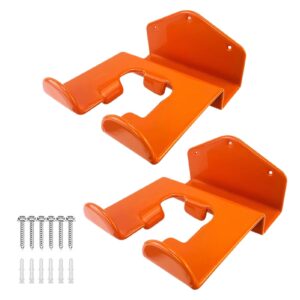 toxaaiwr weedeater hanger, 2pcs wall mounted grass trimmer racks, heavy duty weed wacker hooks for garage, garage organization, easy installation heavy duty ladder hooks orange