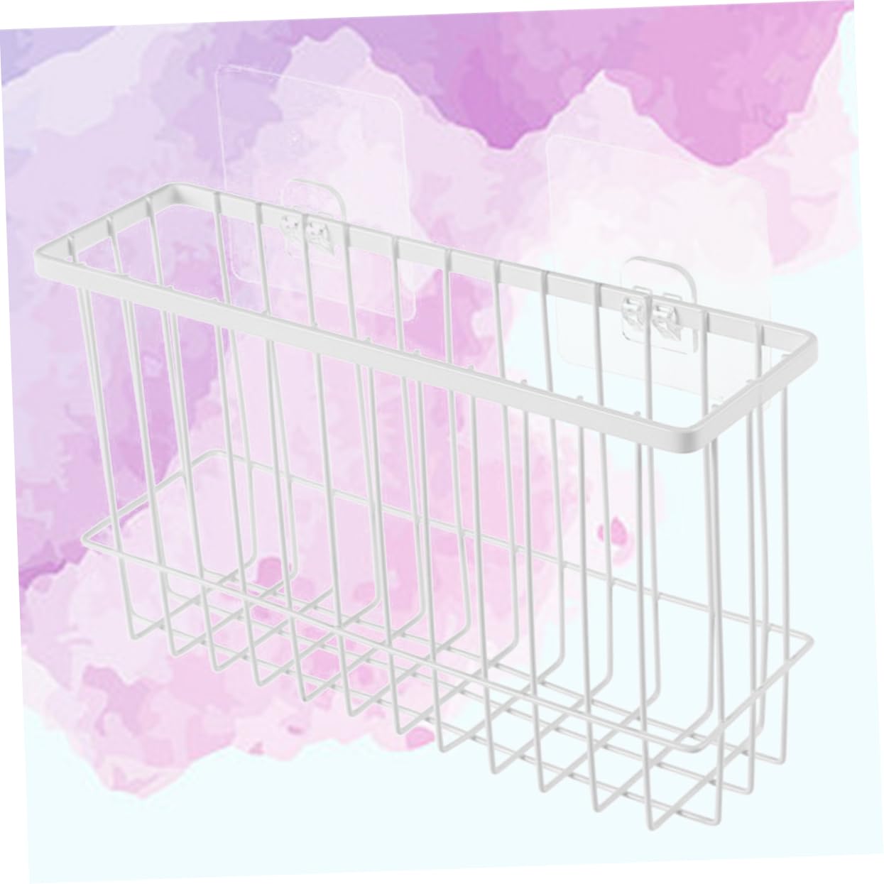 Hoement Bathroom Wall Organizer Bread Clear Container Bathroom Storage Rack Kitchen Wall Holder Heart Spoons Wrapping Paper Canister Hanging Basket Container for Cooling Wine Ledge White