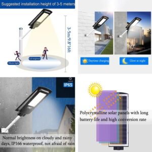 ZXXHNNAIH Solar Street Light IP65 Waterproof Street Solar Light,Multiple Lighting Modes Easy to Install for Front Door Backyard Garage