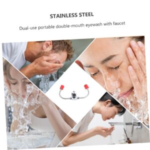 Eye Washer Outdoor Emergency Eye Flush Shower Eyewash Sink Shower Attachment for Tap Eyewash Station Sink Mount Eye Flush Eye Flush Shower Equipment Silver Stainless Steel NAMOARLY