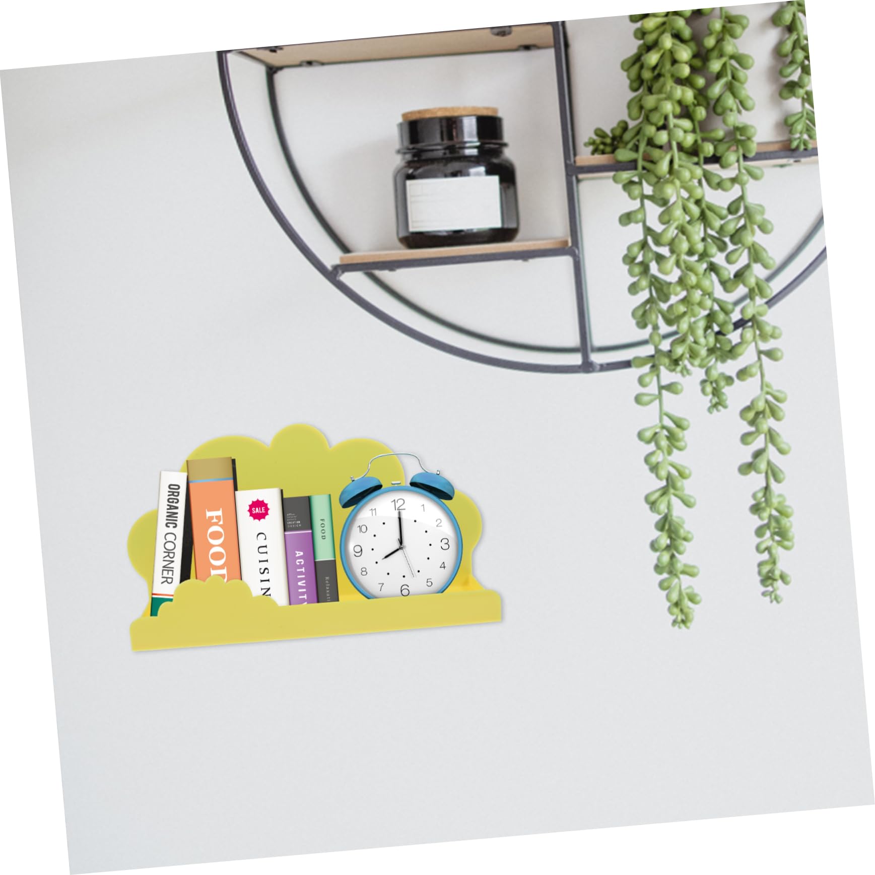 Garneck Magnetic Storage Rack Magnetic Storage Holder Wall Floating Shelf Magnetic Book Rack Fridge Organizer Shelf Bookshelves Wall Mounted Wall Mount Shelf Home Supplies Yellow Plastic