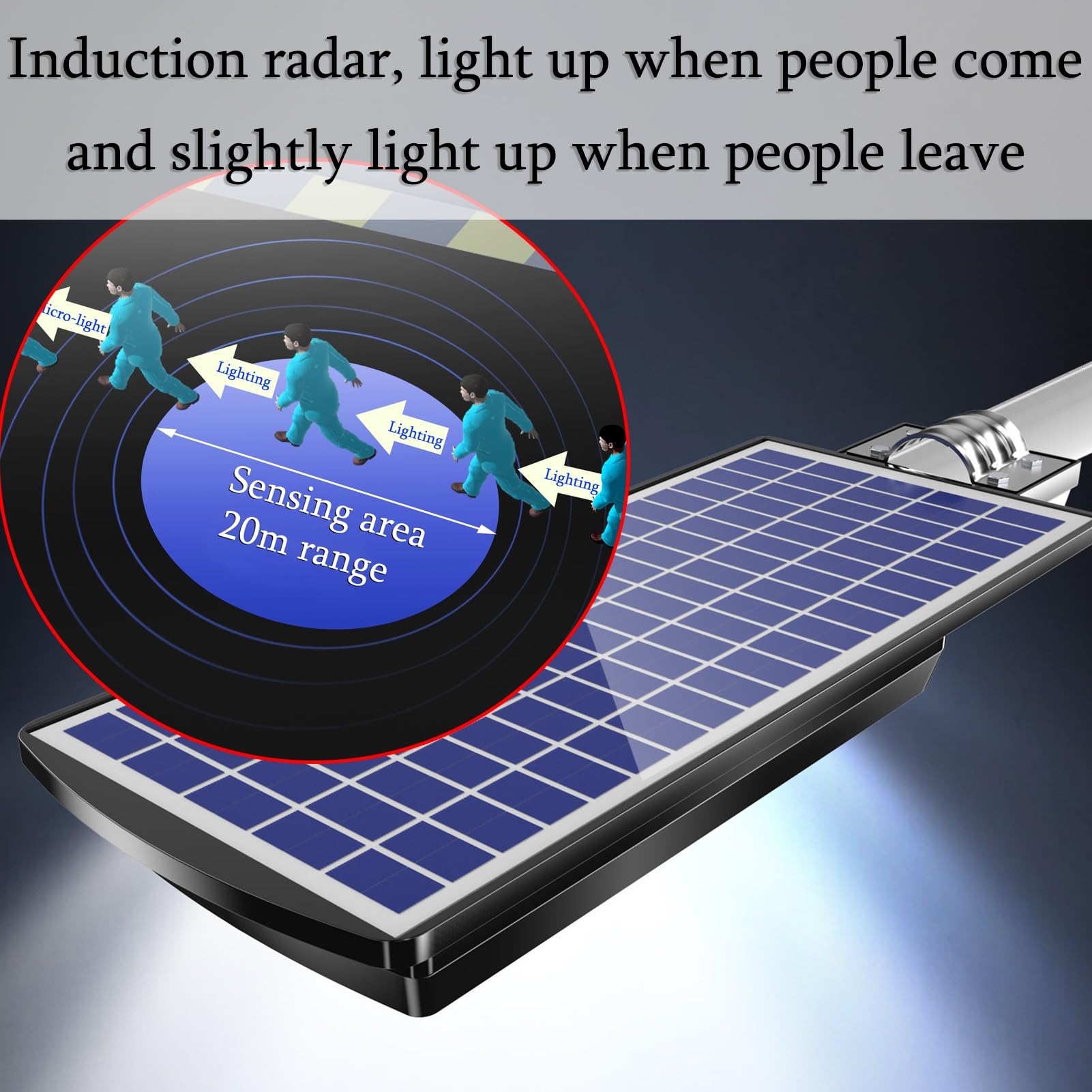 ZXXHNNAIH Solar Street Light Solar Motion Sensor Outdoor Lights, Solar Street Light IP66 Waterproof for Basketball Court Garage Camping