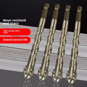 New Four-Flute Sawtooth Eccentric Drill Bit, Cozy Hoome Drill Bit, Four-Edged Serrated Eccentric Drill, Multifunction Drill Bit Set, High Hardness Skewed Head Eccentric Drill Bits (4/5/6/8/10/12)