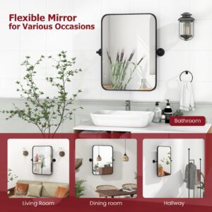 Tangkula 30 x 22 Pivot Mirror, Tilting Bathroom Mirror w/Shatter-Proof Film, Wall Brackets, Framed Wall Mounted Mirror for Bathroom, Living Room (2)