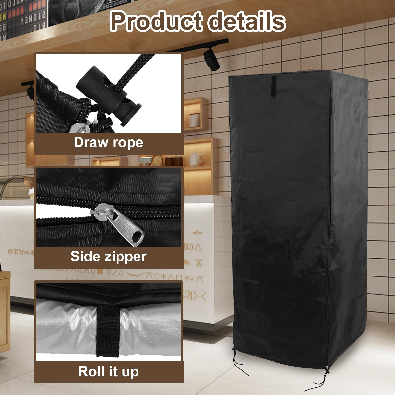 XYDHQS Bread Rack Cover with Zipper, Bakery Rack Cover, Keeping Fresh Pan Bun Rack Cover, 23"x28"x64" Bakery Single Rack Covers Waterproof and Dustproof, Black