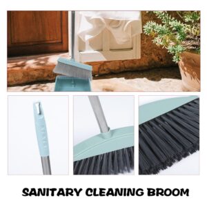 Cabilock 2pcs Stainless Steel Broom Cleaning Supplies Heavy-Duty Broom Market Broom Sweeping Broom Indoor Outdoor Broom Long Handle Broom Hard Broom Household Cleaning Supply Blue Plastic