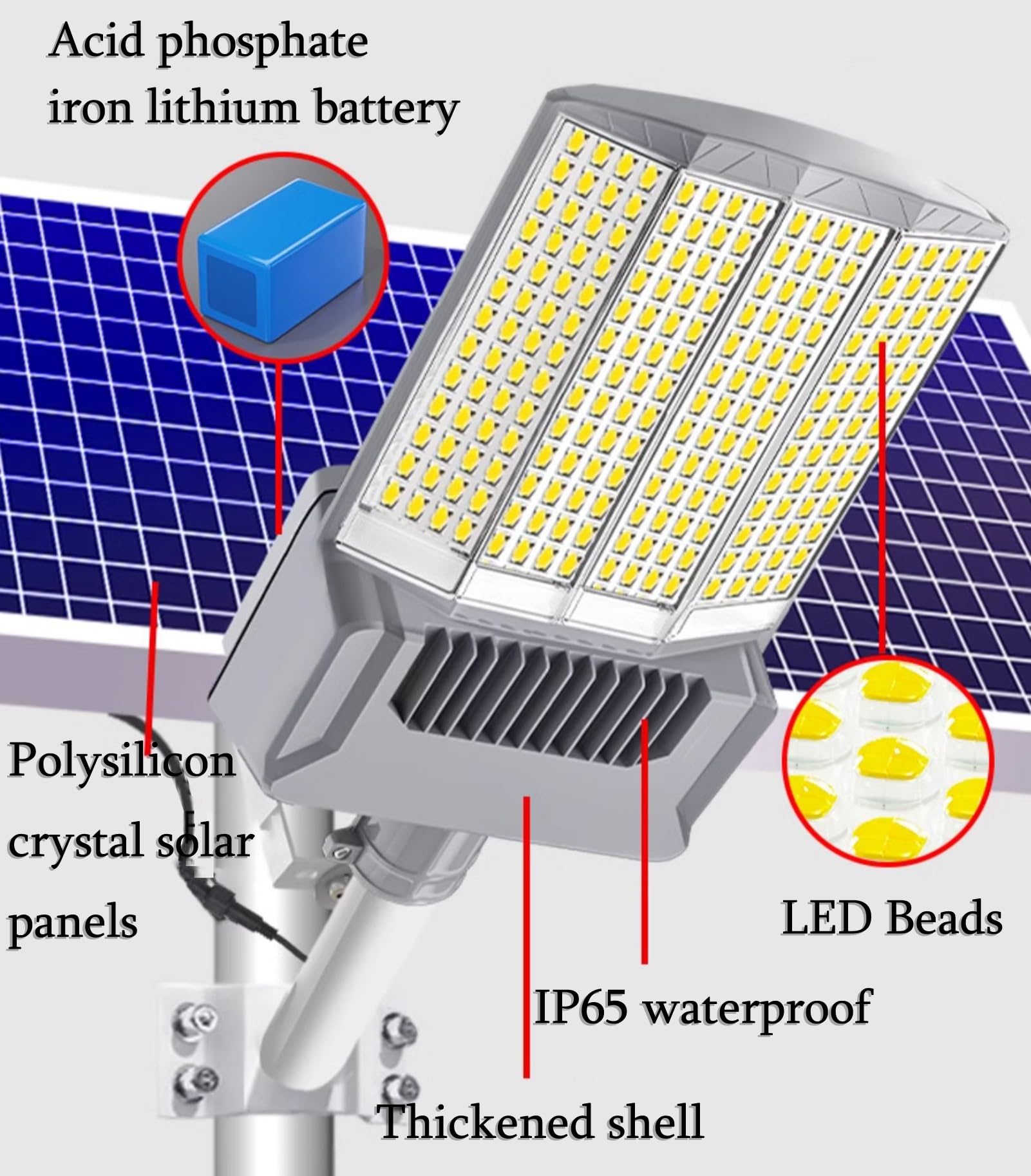 ZXXHNNAIH Solar Street Light Solar Parking Lot Lights High Conversion Rate,Can 320 ° Luminescence, for Backyard Path Parking Lot