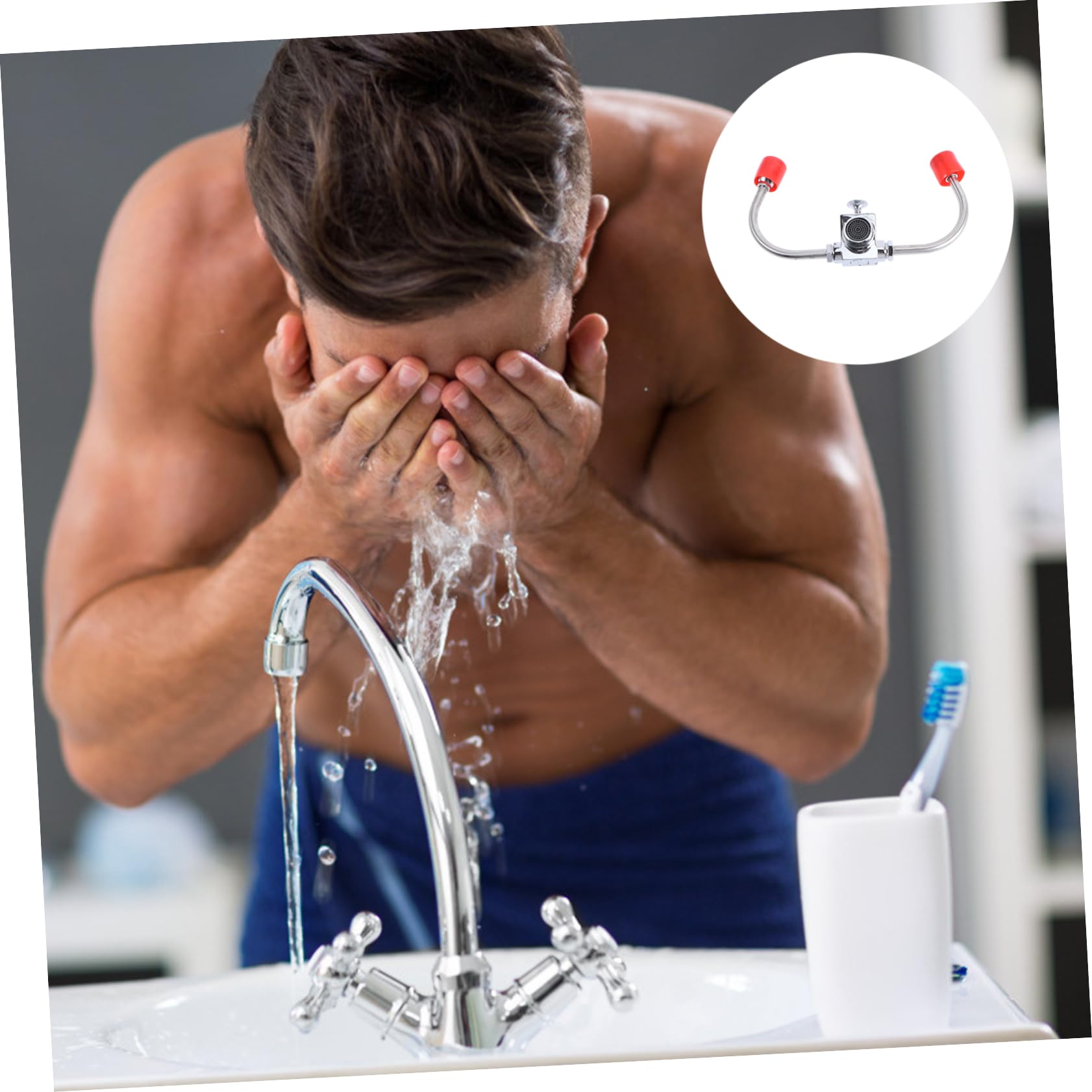 Eye Washer Outdoor Emergency Eye Flush Shower Eyewash Sink Shower Attachment for Tap Eyewash Station Sink Mount Eye Flush Eye Flush Shower Equipment Silver Stainless Steel NAMOARLY