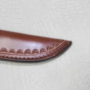 CARL THOMAS LEATHERS Custom Leather Vertical Knife Sheath Made to fit a Buck 119, Fixed Blade Knife Holder, Dyed Dark Brown