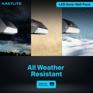 KastLite 12W Outdoor Solar Motion Sensor Light Wall Pack, 1500LM 5-Mode IP65 Dusk to Dawn LED Remote Control Light - Waterproof Wireless Smart Home Security Lighting for Yard Pathway Garden Garage