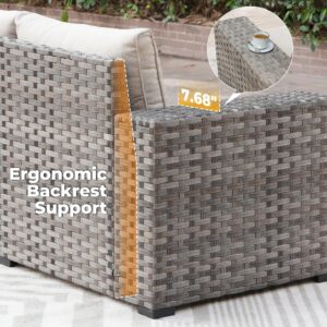 ovios 6 Pieces Patio Furniture Set Outdoor Sectional Sofa Couch with Comfy Cushions and Deep Seat, Modern Modular Wicker Rattan Conversation Set, Beige