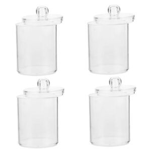 holidyoyo 4pcs bathroom jars cotton ball holder organizer apothecary jars with lid cookie container organizer cotton rounds holder small bathroom organization cotton swabs floss plastic jars