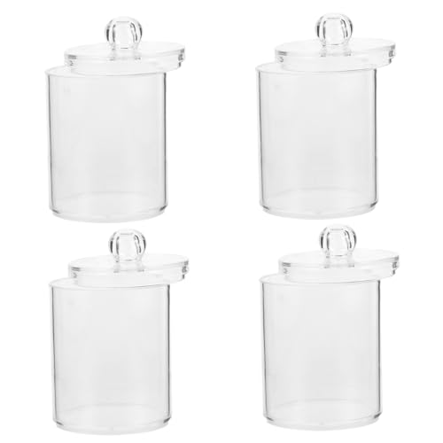 HOLIDYOYO 4pcs Bathroom Jars Cotton Ball Holder Organizer Apothecary Jars with Lid Cookie Container Organizer Cotton Rounds Holder Small Bathroom Organization Cotton Swabs Floss Plastic Jars