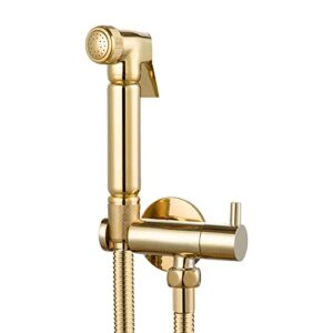 shower system, handheld bidet sprayer for toilet gold baby cloth diaper sprayer portable brass hand held toilet bidet sprayer head with bidet hose for feminine wash, pet washing, easy to install