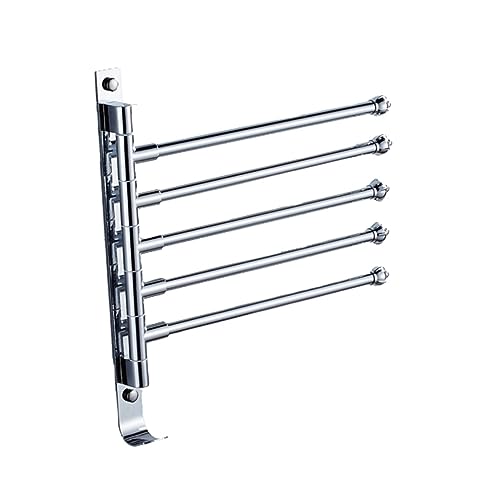 HOLIDYOYO 5 Aluminum Towel Rack Bathroom Clothes Rail Silver Simple Tower Rack Swivel Towel Rack