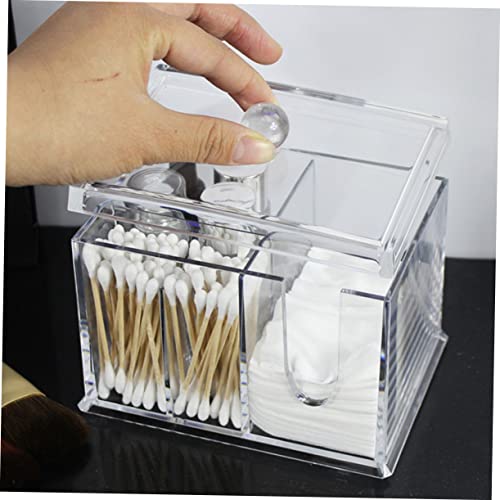 Mikinona Box Swab Holder Cotton Round Dispenser Cosmetic Pad Container Cleansing Cotton Clear Container Stand Container Cotton Swab Containers Round Cotton Pads Veils That Covers Face White