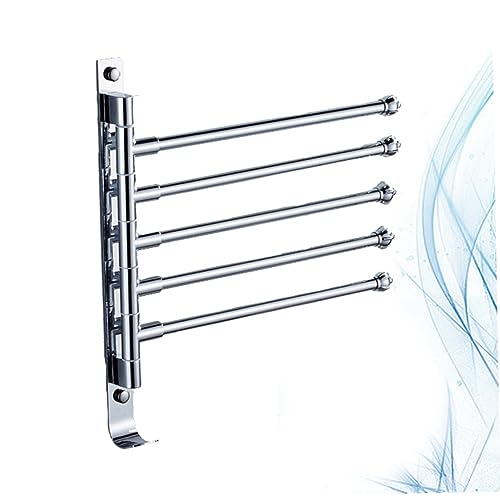 HOLIDYOYO 5 Aluminum Towel Rack Bathroom Clothes Rail Silver Simple Tower Rack Swivel Towel Rack