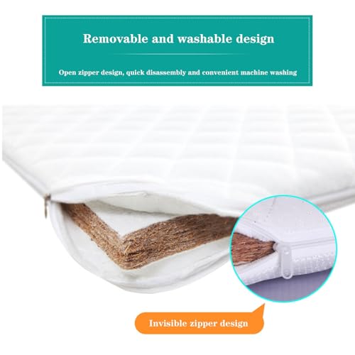 Queen Mattress Topper, 2In Natural Coir Mattress, Completely Double-Sided Splicing Mattress, Medium to Hard, Removable and Washable(45.6 * 24in)