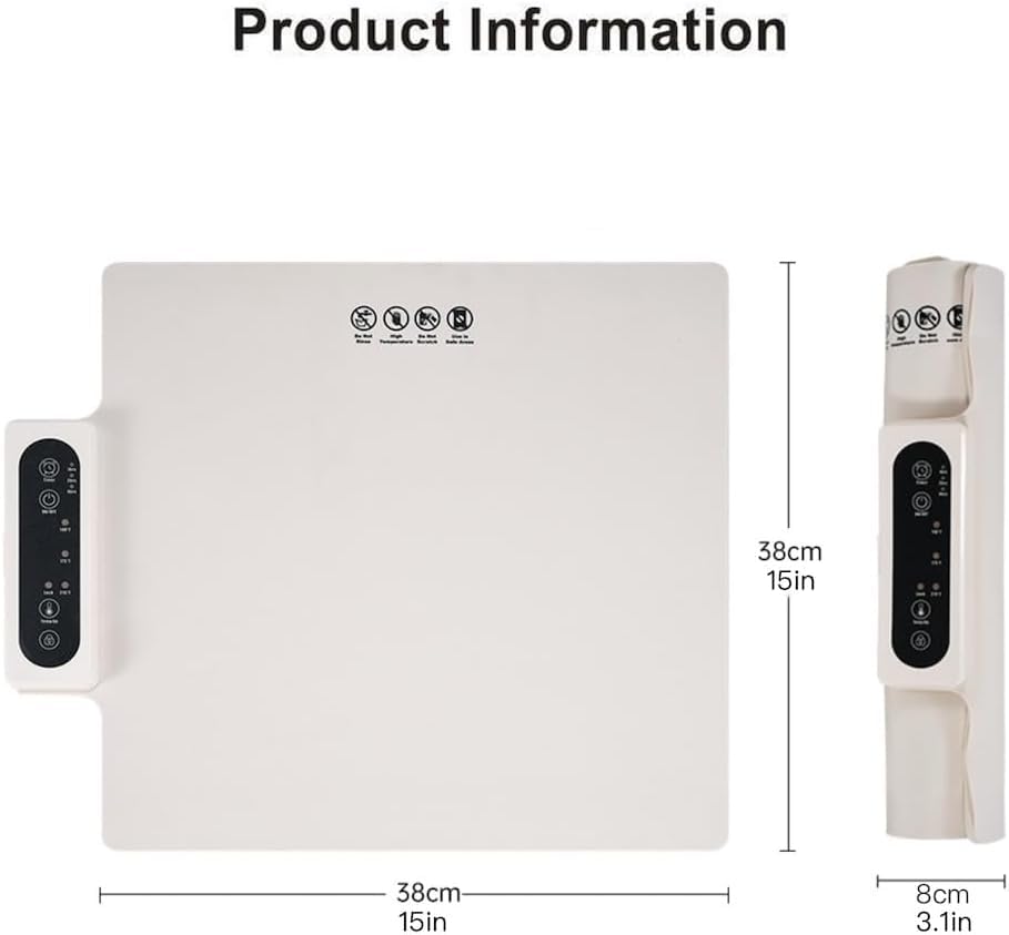 Tempmaster Adjustable Warming Tray, 2024 New Tempmaster Warming Mat, Foldable Miller Market Food Warmer, Timed Heating Function, Non-Slip, 3 Temperature Settings, for Fast Heating Food (White-S-1pcs)