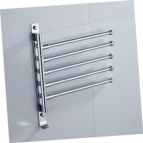 HOLIDYOYO 5 Aluminum Towel Rack Bathroom Clothes Rail Silver Simple Tower Rack Swivel Towel Rack