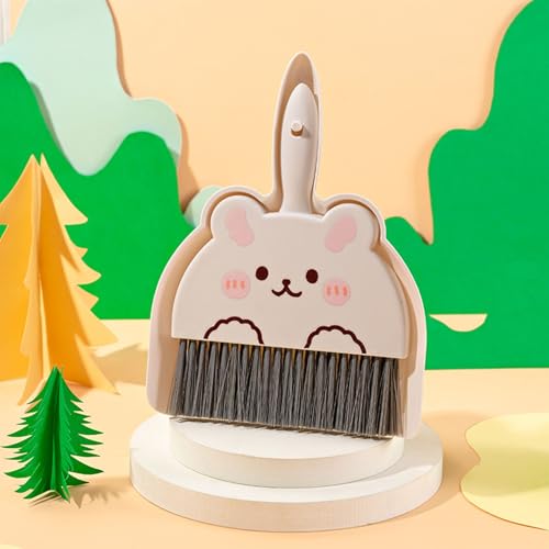 Broom with Dustpan Combo Set Rabbit Besoms and Dustpan Set for Household Desktop Cleaning Desk Sweeping Garbage Shovel Pet Children's Mini Besoms Broom Set Dust Pan and Broom Set