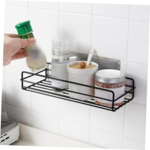 FUNOMOCYA Iron Storage Rack Storage Shelves Storage Shelf Self-Adhesive Storage Rack Kitchen Organizer Wall Mount Rack Black