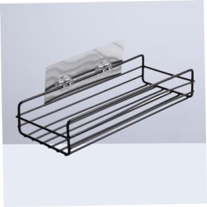 FUNOMOCYA Iron Storage Rack Storage Shelves Storage Shelf Self-Adhesive Storage Rack Kitchen Organizer Wall Mount Rack Black