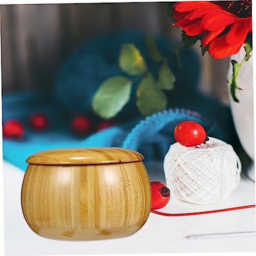 Hohopeti 1pc Wool Bowl Yarn Bowl with Lid Knitting Yarn Bowl Yarn Storage Holder Yarn Container Crochet Yarn Bowl Crochet Hooks Wool Yarn Bowl Crochet Yarn Holder Knitting Bowl Wooden