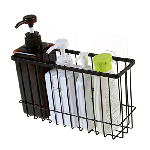 HOLIDYOYO Bathroom Shelf Underwire Wire Storage Baskets Kitchen Counter Hooks Accessories Rustproof Wire Basket Closet Organizer Bins Pickle Crock Tank Shower Stall Bathroom Organizer Black