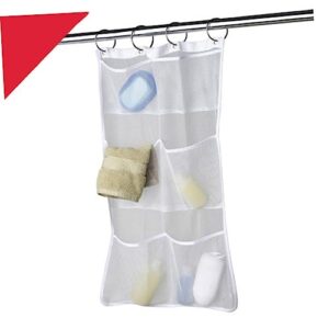 Parliky 6 Bathroom Accessories White Shower Organizer Bag Hanging Mesh Pockets Shower Organizer