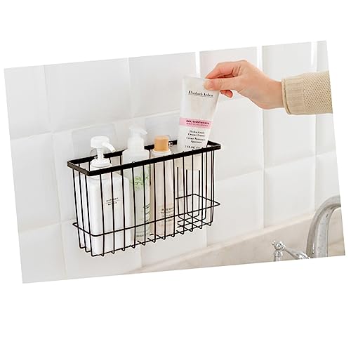 HOLIDYOYO Bathroom Shelf Underwire Wire Storage Baskets Kitchen Counter Hooks Accessories Rustproof Wire Basket Closet Organizer Bins Pickle Crock Tank Shower Stall Bathroom Organizer Black