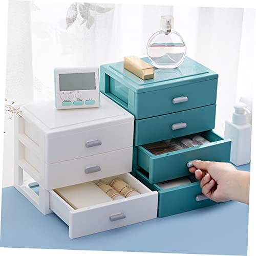 NUOBESTY Box Storage Box Small Storage Container Sundries Organizer Storage Drawers Desktop Stackable Organizer Drawers Small Container Sundry Holder Storage Bins Storage Case White Pp