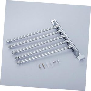 HOLIDYOYO 5 Aluminum Towel Rack Bathroom Clothes Rail Silver Simple Tower Rack Swivel Towel Rack