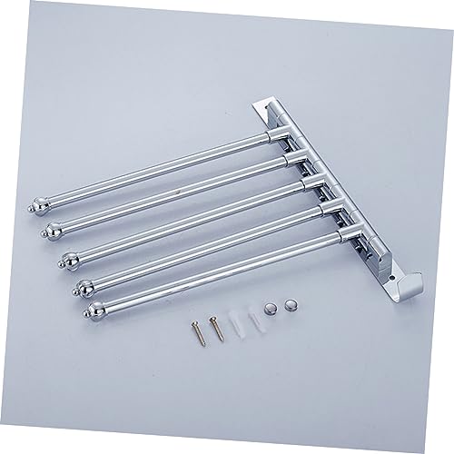 HOLIDYOYO 5 Aluminum Towel Rack Bathroom Clothes Rail Silver Simple Tower Rack Swivel Towel Rack