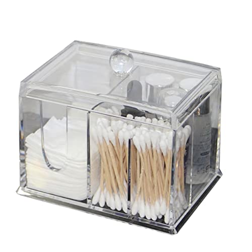 Mikinona Box Swab Holder Cotton Round Dispenser Cosmetic Pad Container Cleansing Cotton Clear Container Stand Container Cotton Swab Containers Round Cotton Pads Veils That Covers Face White