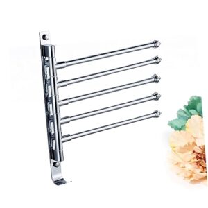 HOLIDYOYO 5 Aluminum Towel Rack Bathroom Clothes Rail Silver Simple Tower Rack Swivel Towel Rack