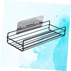 FUNOMOCYA Iron Storage Rack Storage Shelves Storage Shelf Self-Adhesive Storage Rack Kitchen Organizer Wall Mount Rack Black