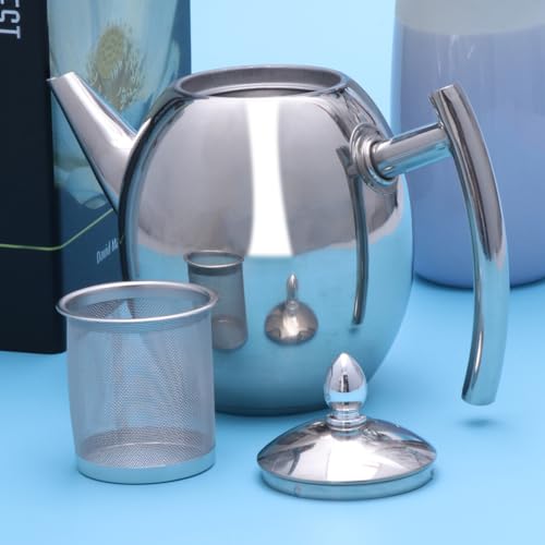 OKUMEYR Teapot Hand Drip Brewing Kettle Coffee Espresso Maker Stovetop Water Whistling Coffee Cup Stool Covers Round Gas Top Boiled Kettle Espresso Mugs Coffee Pot Gas Water Heater Silver