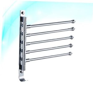 HOLIDYOYO 5 Aluminum Towel Rack Bathroom Clothes Rail Silver Simple Tower Rack Swivel Towel Rack