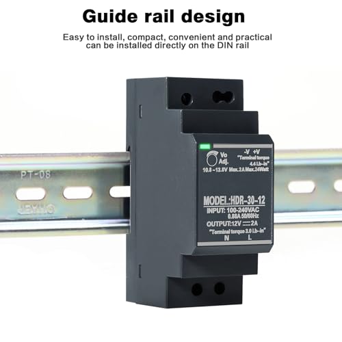 Jadeshay DIN Rail Power Supply, 30W 12VDC 2A Switching Power Supply with Overload Protection and Stable DC Output (HDR-30-12)