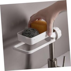 Hoement Faucet Sink Rack Towel Rack Towel Holder Water Draining Rack Faucet Rack Storage Rack for Sponge White