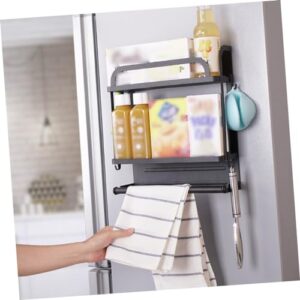 FUNOMOCYA Refrigerator Shelf Sundries Storage Container Magnetic Storage Rack Storage Stand Storage Shelf Single Layer Rack Storage Shelves Metal Dusting Black