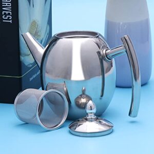 OKUMEYR Teapot Hand Drip Brewing Kettle Coffee Espresso Maker Stovetop Water Whistling Coffee Cup Stool Covers Round Gas Top Boiled Kettle Espresso Mugs Coffee Pot Gas Water Heater Silver