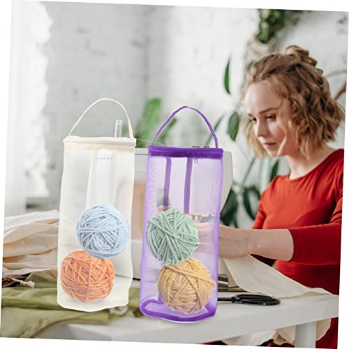 KONTONTY 2pcs Wool Storage Bag Knitting Needle Bag Crochet Bags Bag Organizer for Tote Crochet Bowl Holder Mesh Bags Yarn Storage Baskets Knitting Tool Bag Woolen Yarn Organizer Nylon