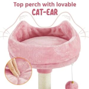 Pink 69” Multi-Level cat Tree with Condos, Scratching Posts & Platforms