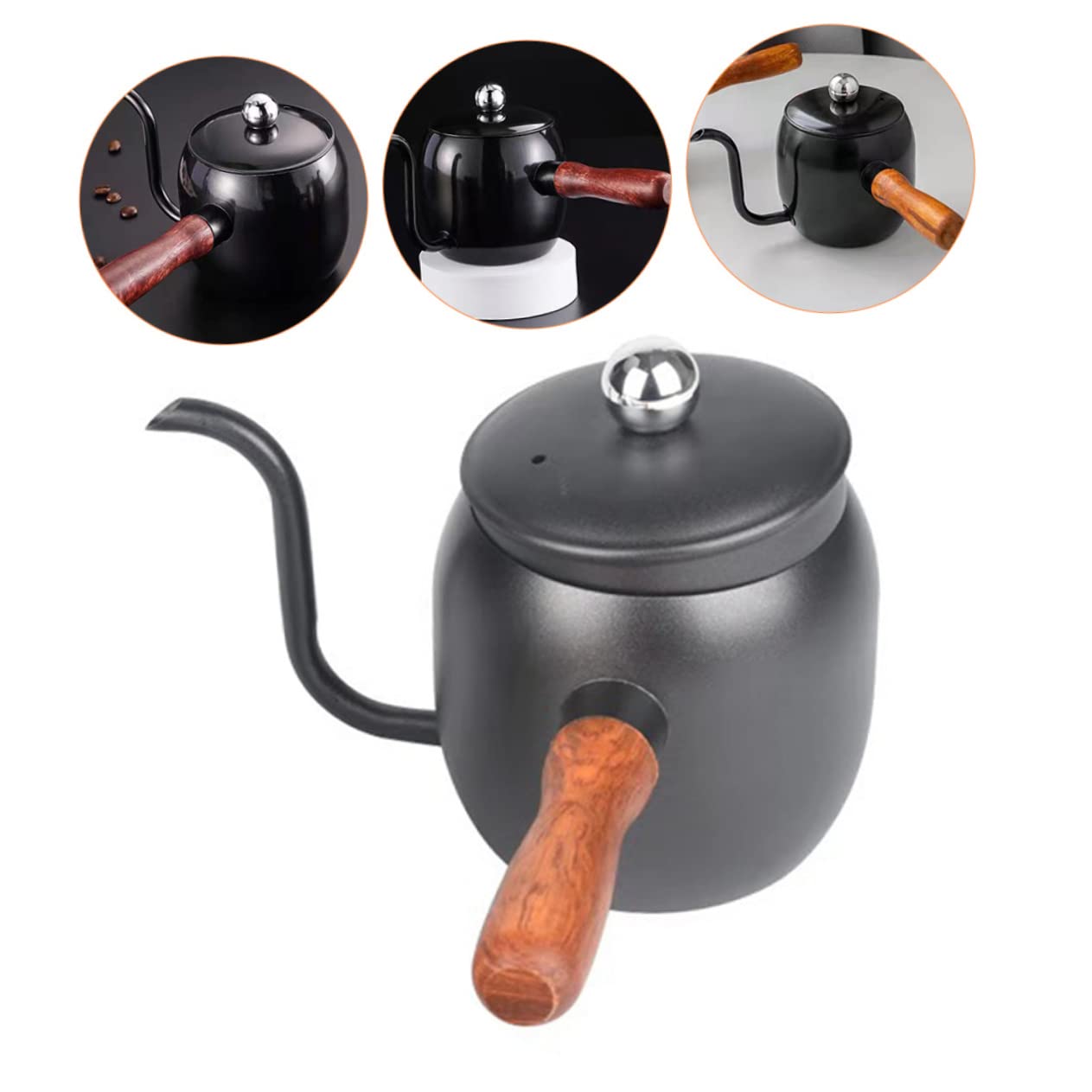 Unomor Coffee Pot Drip Coffee Gongfu Teapot Vinegar -neck Tea Kettle Coffee Dripper Home Espresso Machine Small Kettle Water Kettle Coffee Stainless Steel Black