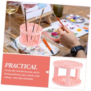 NUOBESTY Children's Painting Pen Holder Pencils for Paint Brushes Desk Organizers Paintbrush Stand Multi Holes Pen Holder Paint Organizer and Storage Paintbrush Holder Plastic Pink