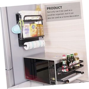 FUNOMOCYA Refrigerator Shelf Sundries Storage Container Magnetic Storage Rack Storage Stand Storage Shelf Single Layer Rack Storage Shelves Metal Dusting Black