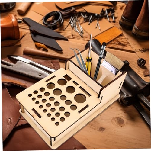 VILLFUL Leather Tool Rack Tool Stand Art Scissors Stand Art Supplies Craft Tool Organization Punch Tools Organizer Working Tools Holder Marker Organizer Craft Tool Organizer Beige Wooden